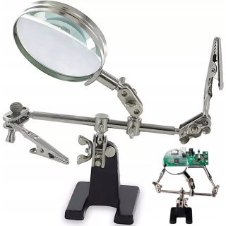 Zestaw do lutowania trzecia ręka z lupą 2.5x regulowanymi uchwytami