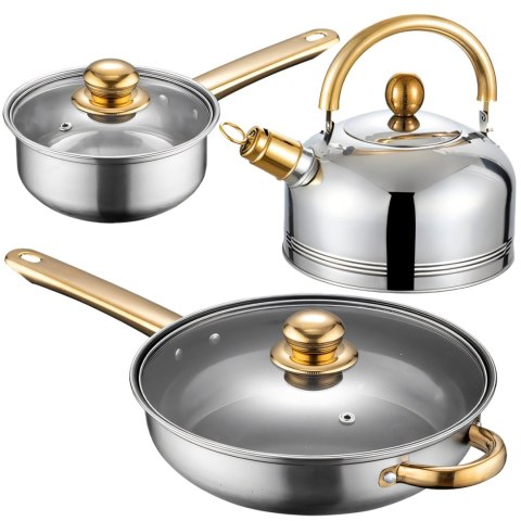 Zestaw garnków kuchennych z pokrywkami czajnikiem patelnią - 11 el.