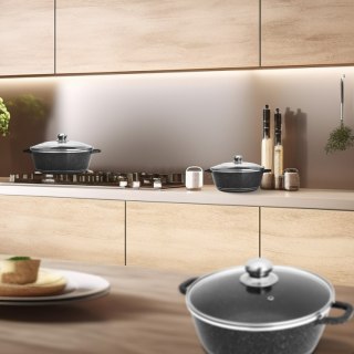 Zestaw garnków patelnia z powłoką ceramiczną pokrywkami - 12 el.