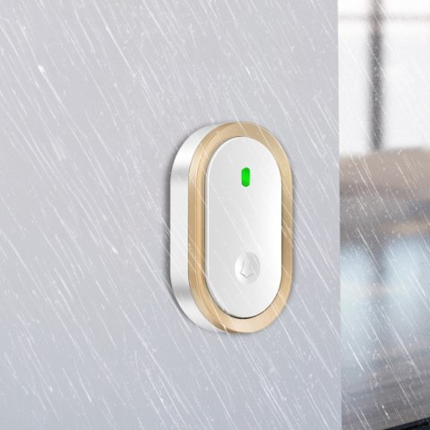 Dzwonek do drzwi bramy bezprzewodowy wodoodporny 300 m - biało złoty