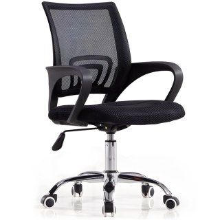 Fotel biurowy obrotowy na kółkach z siatki do 150 kg - czarny