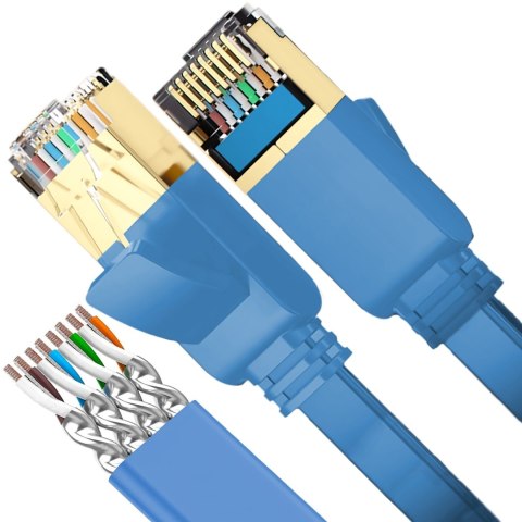Kabel przewód sieciowy internetowy RJ45 CAT7 1 m niebieski