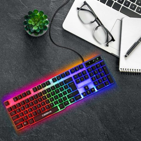 Klawiatura przewodowa multimedialna podświetlana dla gracza kolorowa USB