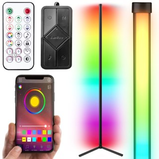 Lampa podłogowa narożna z pilotem 256 barw RGB LED 150 cm