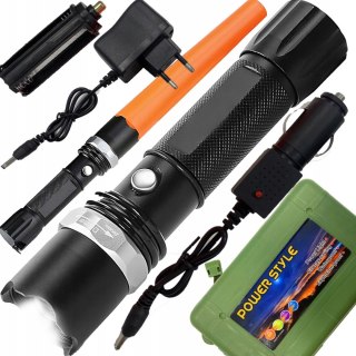 Latarka akumulatorowa na baterie taktyczna metalowa 5 trybów ZOOM