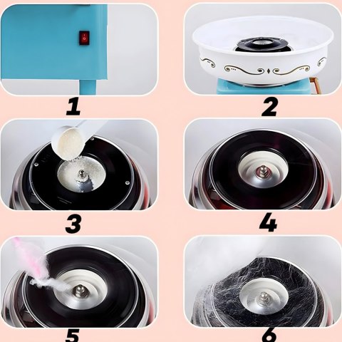 Maszyna do waty cukrowej domowa patyczki miarka niebieska - zestaw