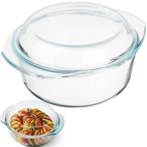 Naczynie żaroodporne do zapiekania okrągłe z pokrywą SZKŁO 1,5 l
