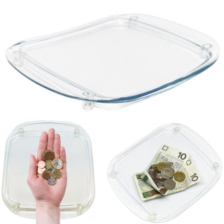 Podstawka taca na pieniądze do wydawania reszty sklepowa przezroczysta