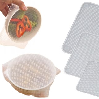 Pokrywki silikonowe uniwersalne do żywności pojemników - 4 szt.