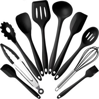 Przybory akcesoria kuchenne silikonowe łopatka szczypce chochla - 10 el.