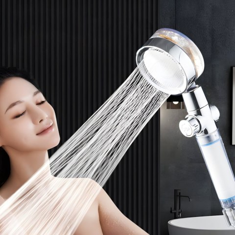 Słuchawka prysznicowa z turbiną filtrem oszczędzająca wodę START-STOP