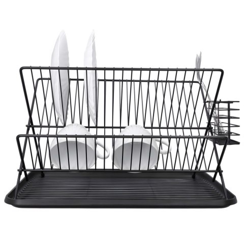 Suszarka do naczyń ociekacz dwupoziomowy metalowy czarny