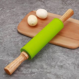 Wałek do ciasta kuchenny silikonowy 38 cm - zielony