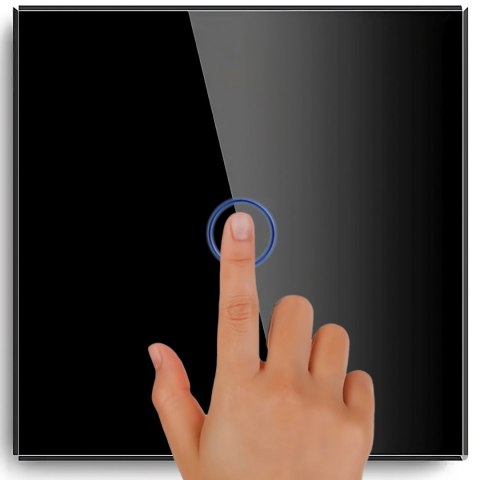 Włącznik światła pojedynczy dotykowy z podświetleniem SZKŁO - czarny